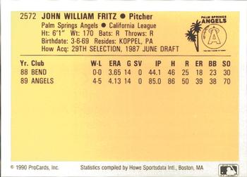 1990 ProCards #2572 John Fritz Back