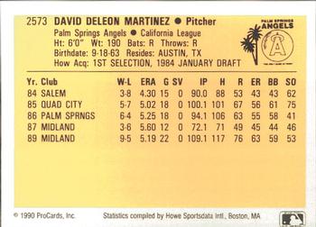 1990 ProCards #2573 David Martinez Back
