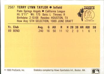 1990 ProCards #2587 Terry Taylor Back
