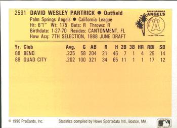 1990 ProCards #2591 Dave Partrick Back
