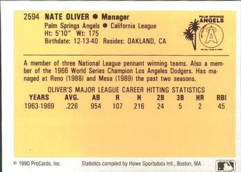 1990 ProCards #2594 Nate Oliver Back