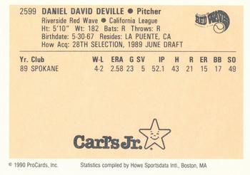 1990 ProCards #2599 Danny DeVille Back