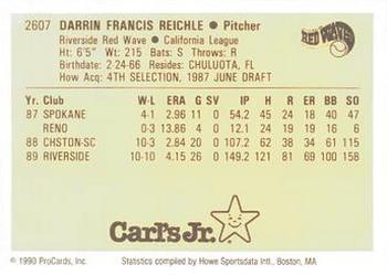 1990 ProCards #2607 Darrin Reichle Back