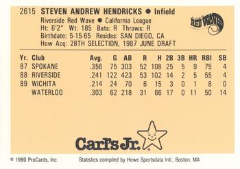 1990 ProCards #2615 Steve Hendricks Back