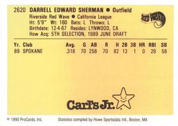 1990 ProCards #2620 Darrell Sherman Back