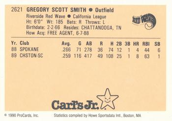 1990 ProCards #2621 Greg Smith Back