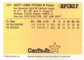 1990 ProCards #2631 Scott Pitcher Back