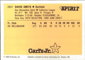 1990 ProCards #2647 Dave Smith Back