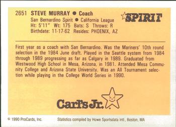 1990 ProCards #2651 Steve Murray Back