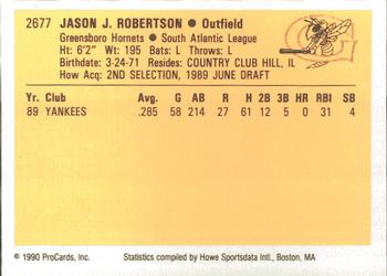 1990 ProCards #2677 Jason Robertson Back