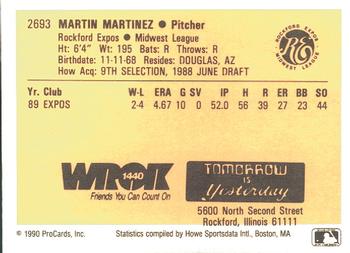 1990 ProCards #2693 Martin Martinez Back
