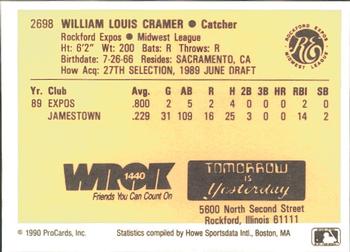 1990 ProCards #2698 Bill Cramer Back