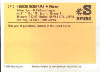 1990 ProCards #2713 Kenichi Uchiyama Back