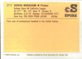 1990 ProCards #2717 Seiichi Murakami Back