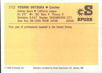 1990 ProCards #2722 Yoshiki Ohtsuka Back