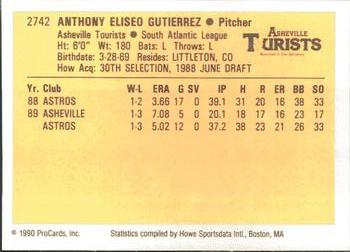 1990 ProCards #2742 Anthony Gutierrez Back