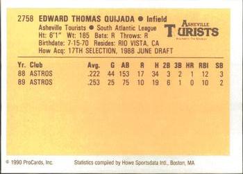 1990 ProCards #2758 Ed Quijada Back