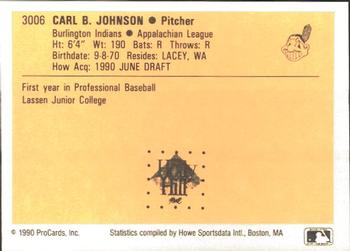 1990 ProCards #3006 Carl Johnson Back
