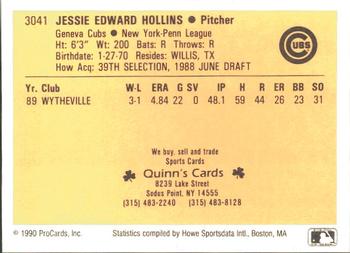 1990 ProCards #3041 Jessie Hollins Back