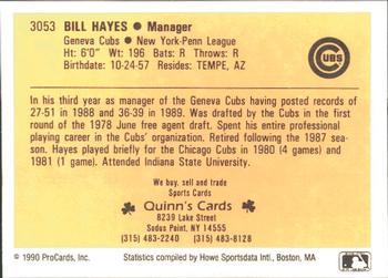 1990 ProCards #3053 Bill Hayes Back