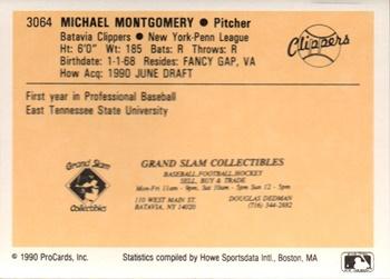 1990 ProCards #3064 Mike Montgomery Back