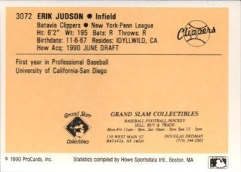 1990 ProCards #3072 Erik Judson Back