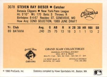 1990 ProCards #3078 Steve Bieser Back