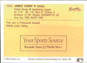 1990 ProCards #3095 Jamie Crump Back