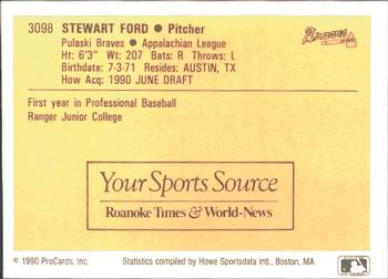 1990 ProCards #3098 Stewart Ford Back