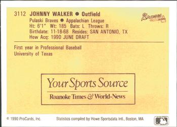 1990 ProCards #3112 Johnny Walker Back