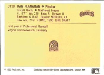 1990 ProCards #3120 Dan Flanagan Back