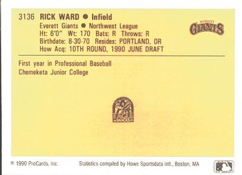 1990 ProCards #3136 Rick Ward Back