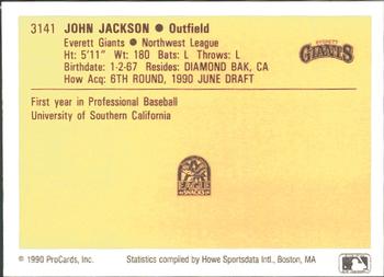 1990 ProCards #3141 John Jackson Back