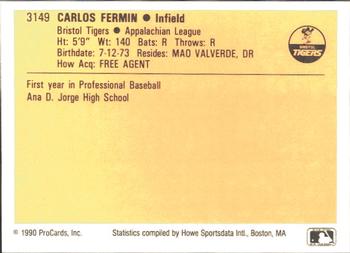 1990 ProCards #3149 Carlos Fermin Back