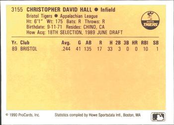 1990 ProCards #3155 Chris Hall Back