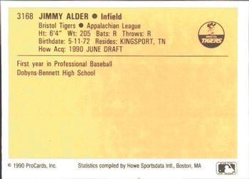 1990 ProCards #3168 Jimmy Alder Back