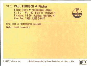 1990 ProCards #3170 Paul Reinisch Back
