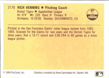 1990 ProCards #3176 Rich Henning Back