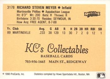 1990 ProCards #3178 Rick Meyer Back