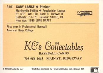 1990 ProCards #3191 Gary Lance Back