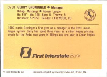 1990 ProCards #3238 Gerry Groninger Back
