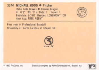 1990 ProCards #3244 Michael Hoog Back
