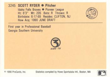 1990 ProCards #3245 Scott Ryder Back