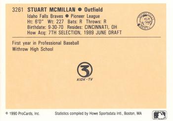 1990 ProCards #3261 Stu McMillan Back