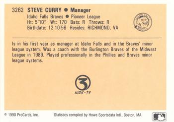 1990 ProCards #3262 Steve Curry Back