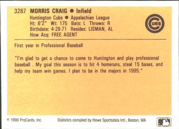 1990 ProCards #3287 Morris Craig Back