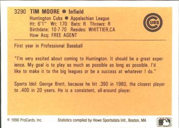 1990 ProCards #3290 Tim Moore Back