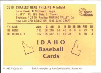 1990 ProCards #3319 J.R. Phillips Back