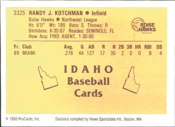 1990 ProCards #3325 Randy Kotchman Back