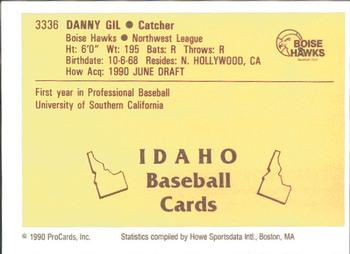1990 ProCards #3336 Danny Gil Back